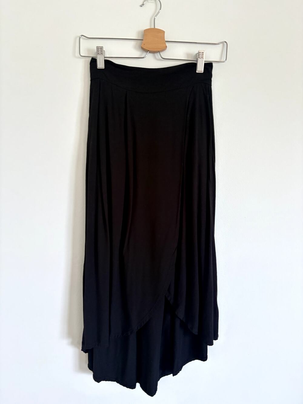 Valija Gitana High Low Maxi Skirt Black Overlap Tulip Front Smocked XS